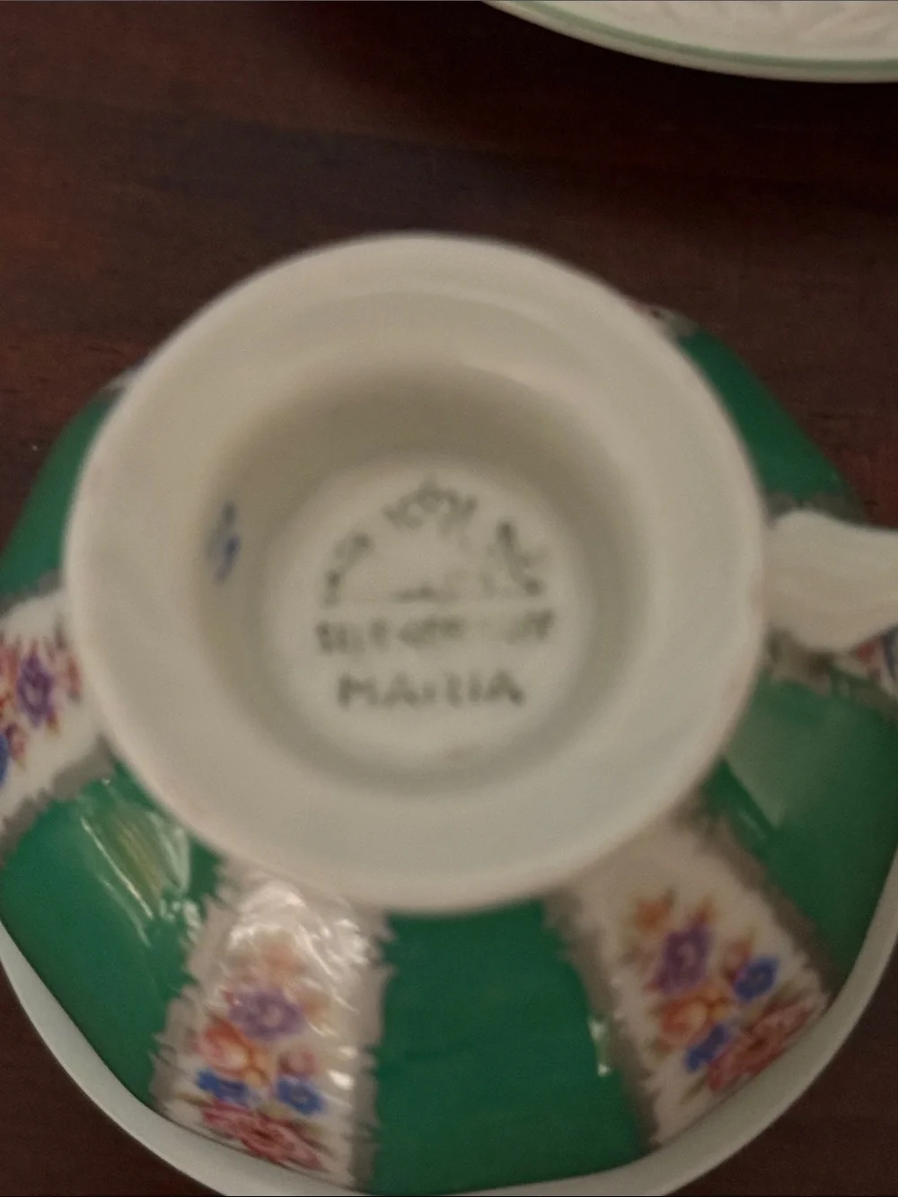 Stunning Rosenthal Maria Demitasse Cup & Saucer Alternating Green & Floral Panel